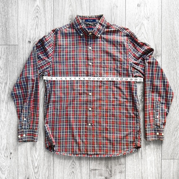 GAP Men’s Slim Fitted Button Up Shirt Size M Red White Blue 100% Cotton Vtg Y2k - Picture 11 of 12